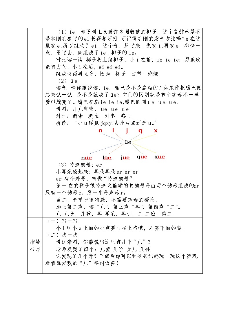 汉语拼音11-ie ue er（教学设计1、2课时）第2页