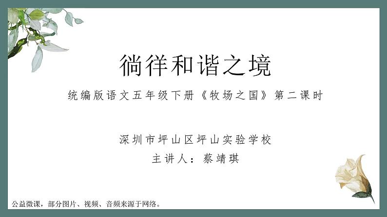 小学语文 五年级《牧场之国》第二课时 课件01