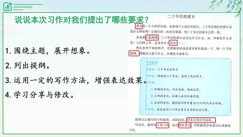 小学语文 五年级 第四单元习作：《二十年后的家乡》教学 课件07