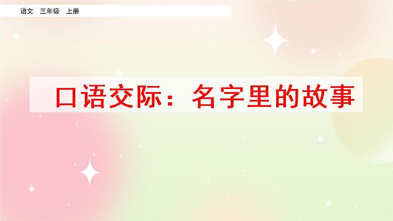 统编版3上语文 4.4 口语交际：名字里的故事 课件+教案+练习01