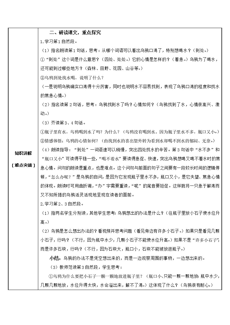 一年级上册语文教案-13.乌鸦喝水（32）-部编版第2页