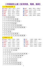 二年级语文上册《生字拼音、笔顺、组词