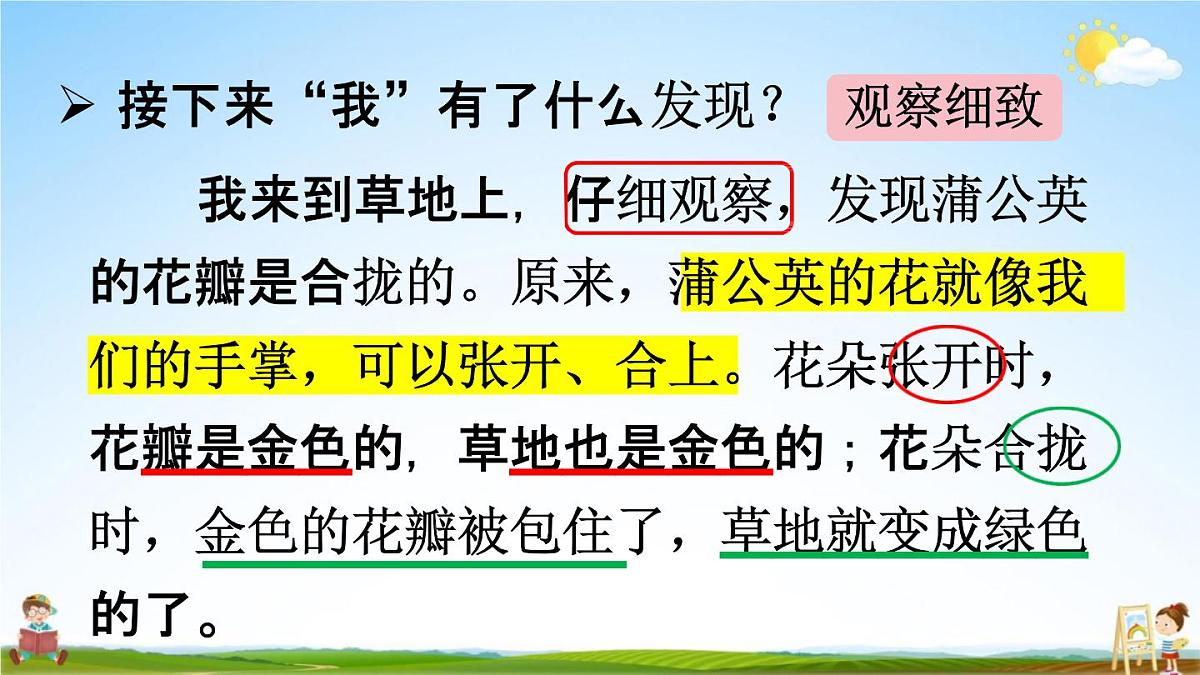 人教统编版三年级语文上册《16 金色的草地 第2课时》课堂教学课件PPT小学公开课第3页