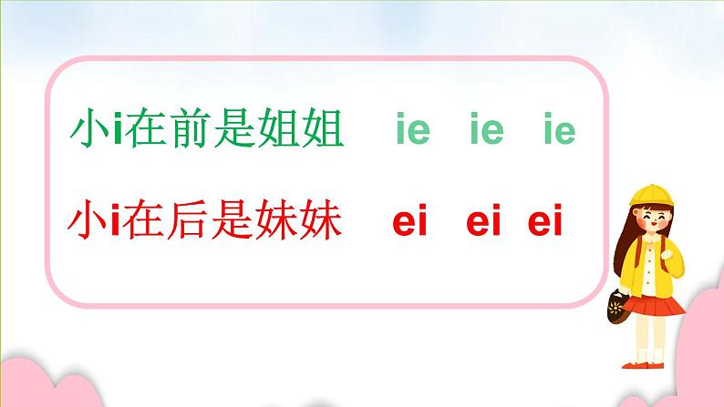 人教部编版语文一年级上册汉语拼音——辨别复韵母ie  ei      课件第6页