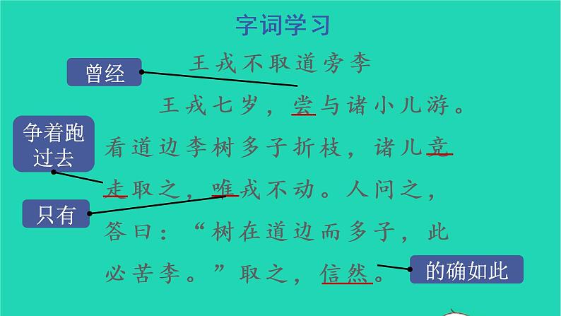 四年级语文上册 第八单元 25 王戎不取道旁李教学课件 新人教版07