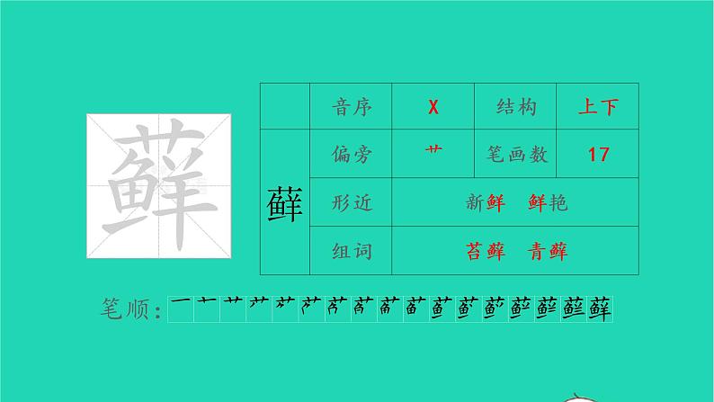 2022六年级语文上册第五单元16夏天里的成长生字课件新人教版第4页