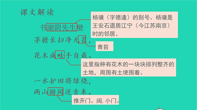 2022六年级语文上册第六单元18古诗三首教学课件书湖阴先生壁新人教版06