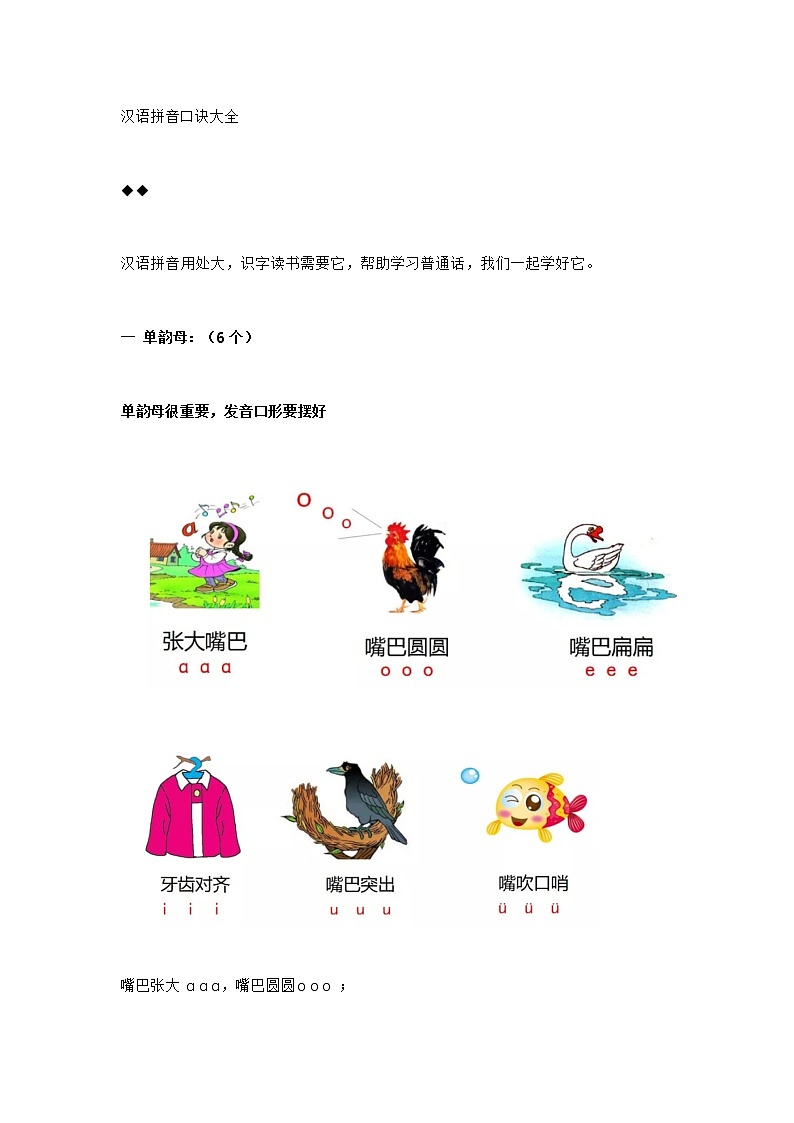 小学语文拼音口诀第1页