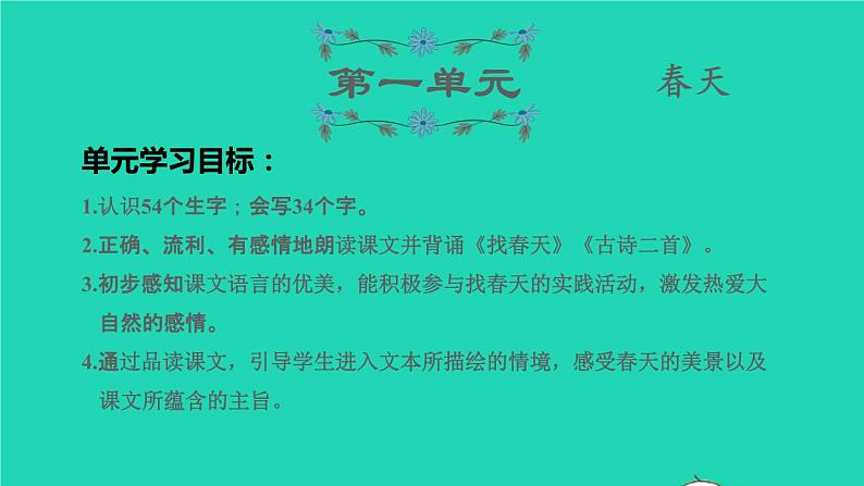 2022二年级语文下册第1单元复习课件新人教版第1页