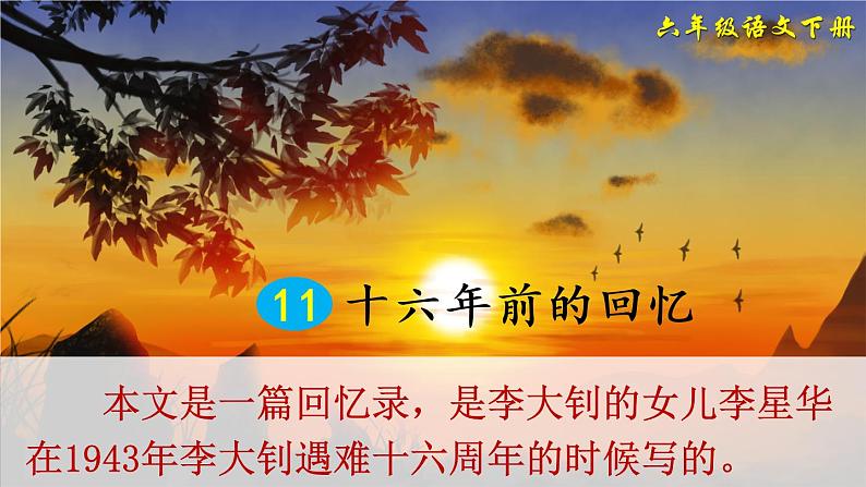 11《十六年前的回忆》授课课件+生字课件+教案+课文朗读05