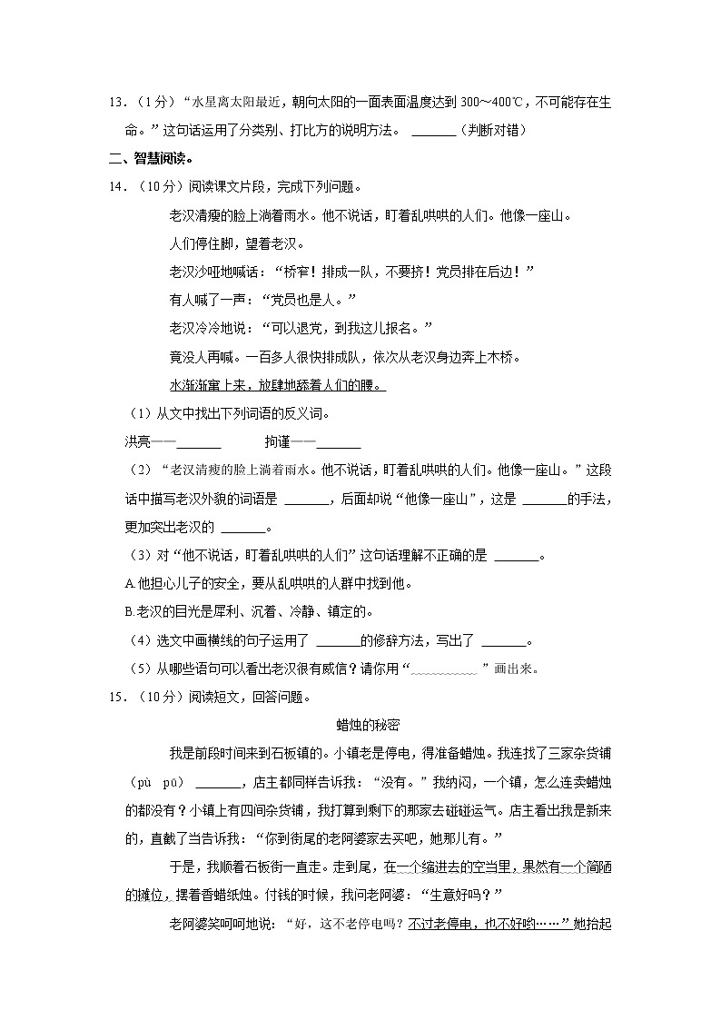 期中练习（试题）部编版语文六年级上册 (5)第3页