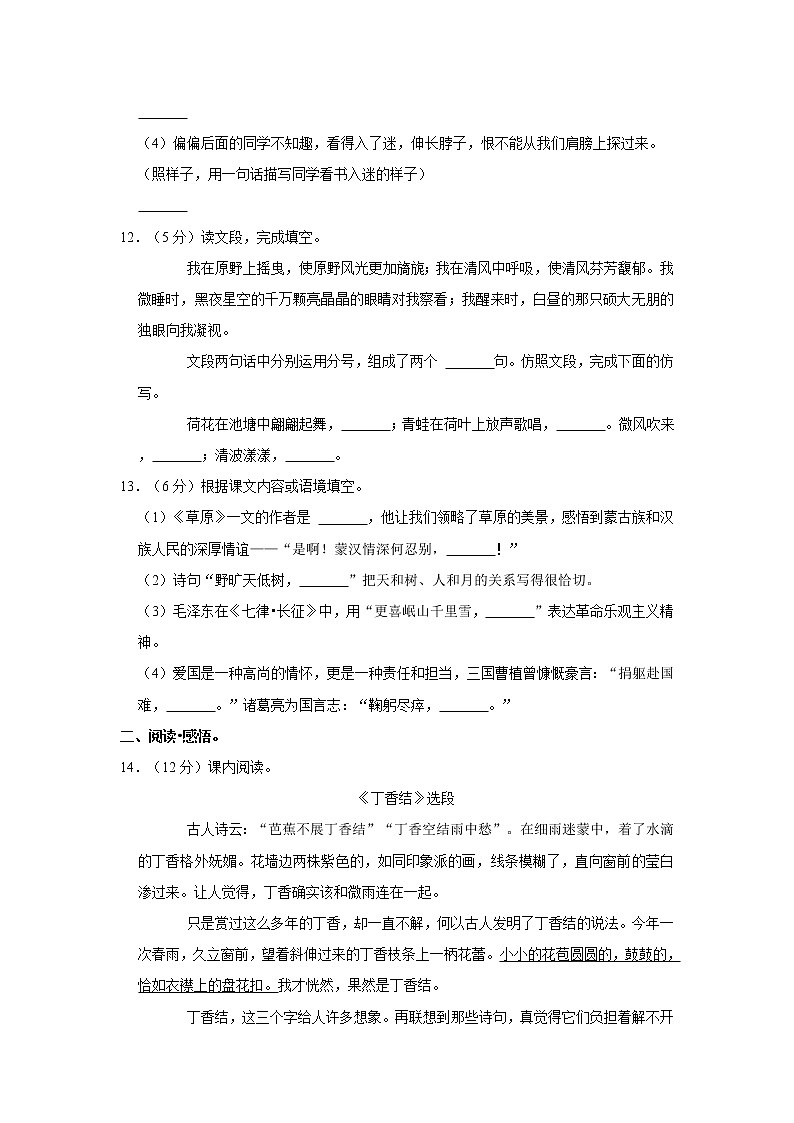 期中练习（试题）部编版语文六年级上册 (9)第3页