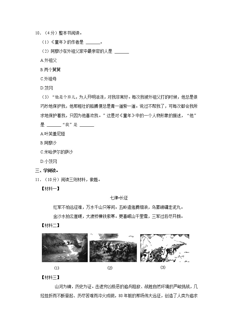 期中练习（试题）部编版语文六年级上册 (11)第3页