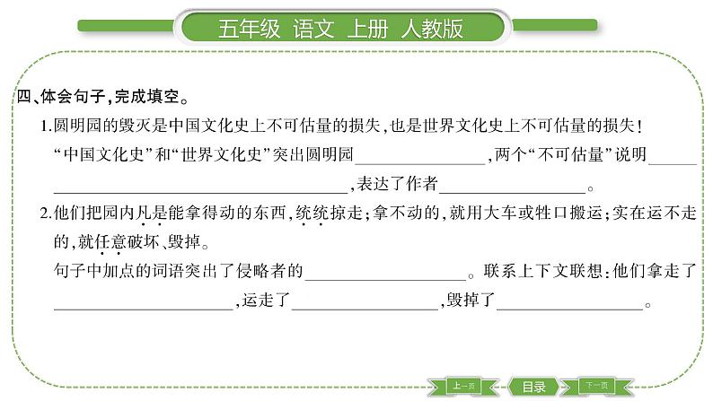 人教版语文五年级上第四单元14 圆明园的毁灭 PPT第5页