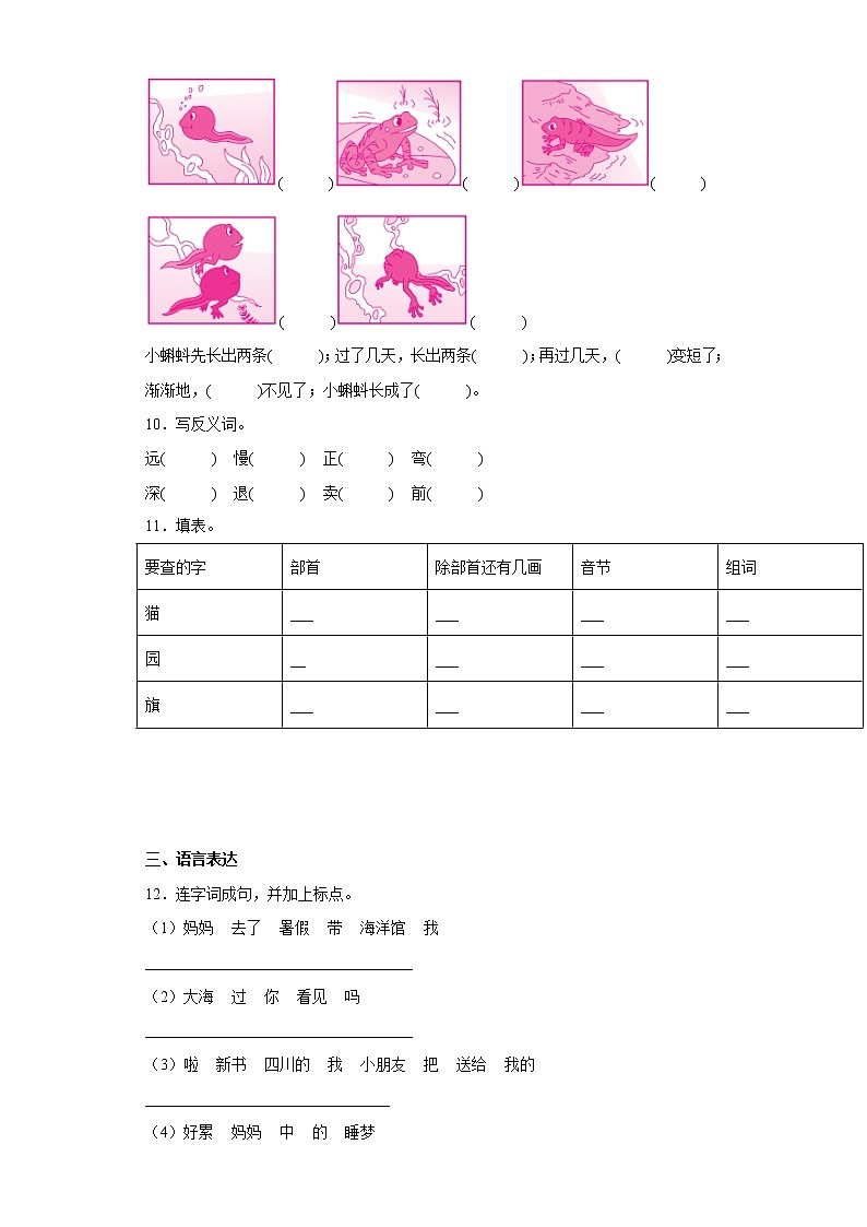 部编版语文二年级上册期中复习试题（十五）02