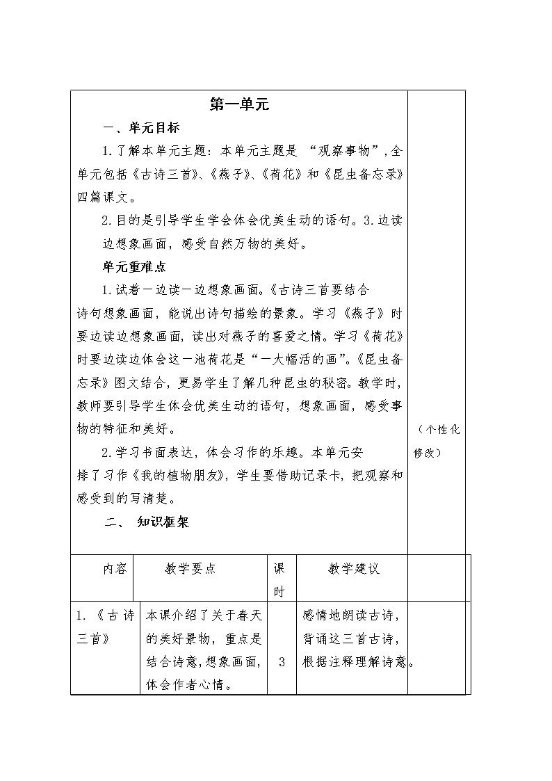 三年级语文下册第一单元集体备课教案02