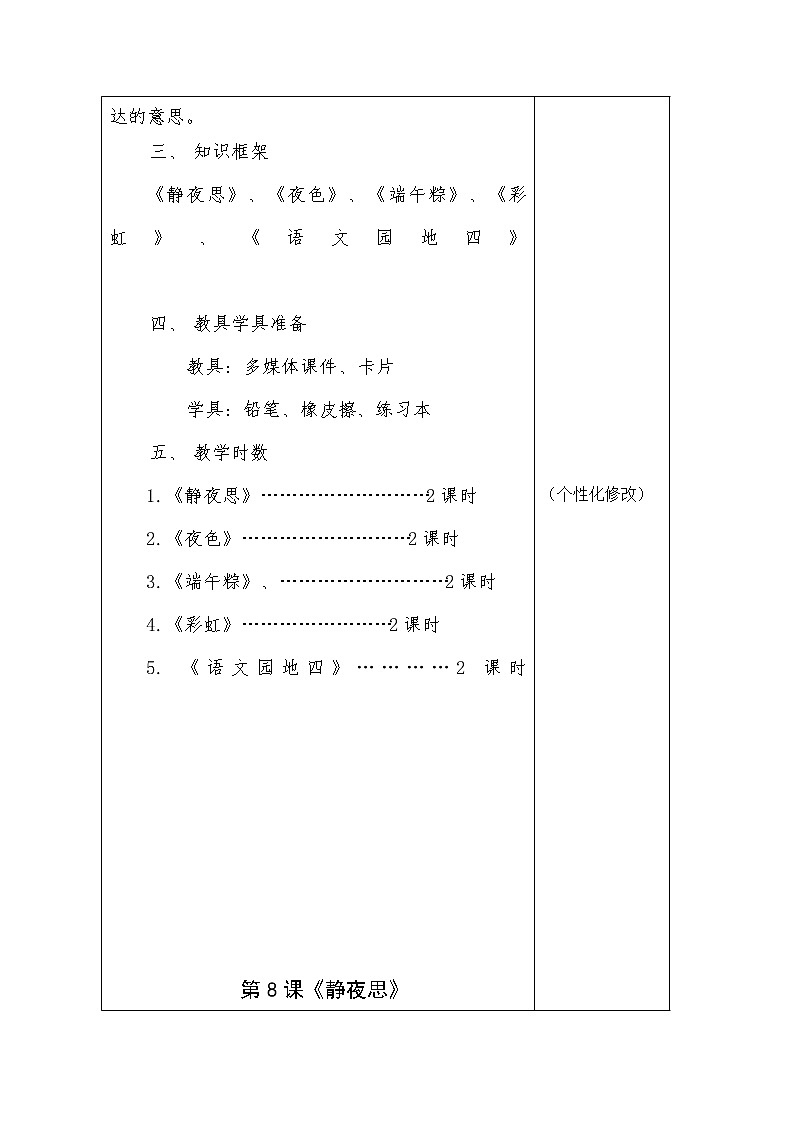 一年级语文下册第四单元集体备课教案03