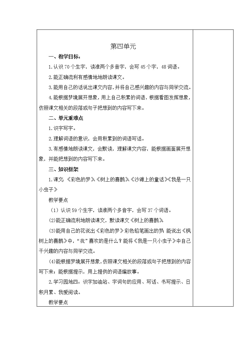 二年级语文下册第四单元集体备课教案01