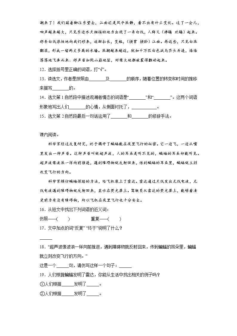 学霸复习——部编版语文四年级上册期中抢分复习（十三）第3页