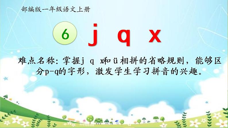 一年级上册语文人教部编版 6.j q x  课件第1页