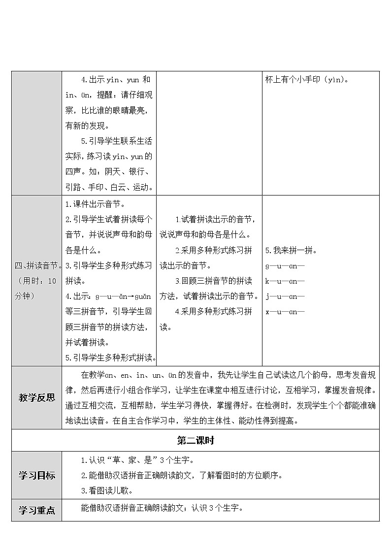 部编版小学语文一年级上册12《an en in un ün》教案第3页