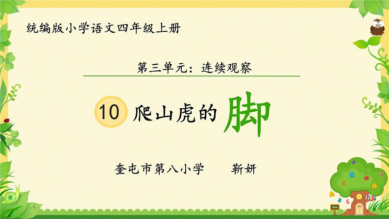 四年级上册语文人教部编版 10.爬山虎的脚  课件第3页