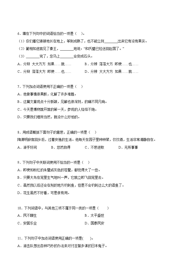 【期中专项复习】部编版语文五年级上册  知识点+02词语理解与运用（原卷+解析 双卷）02