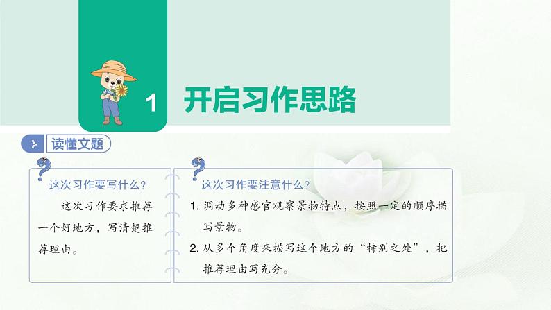 部编版小学四年级语文上册第一单元推荐一个好地方同步作文课件05