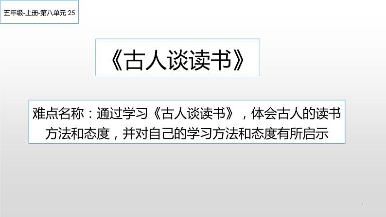 五年级上册语文人教部编版 25.古人谈读书  课件第1页