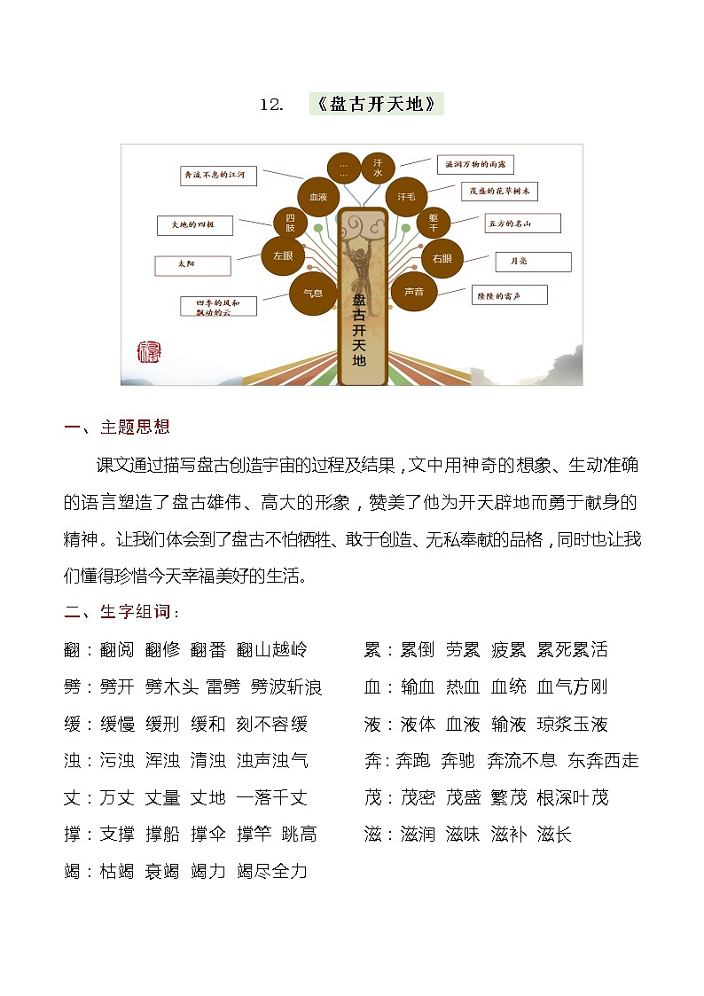 【知识梳理+检测】部编版语文四年级上册 第四单元基础复习（梳理+检测）.第2页
