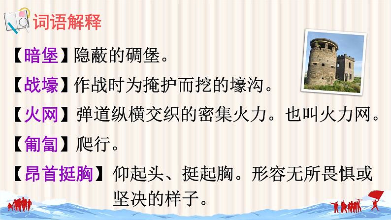 13《董存瑞舍身炸暗堡》授课课件+生字课件+教案+课文朗读07