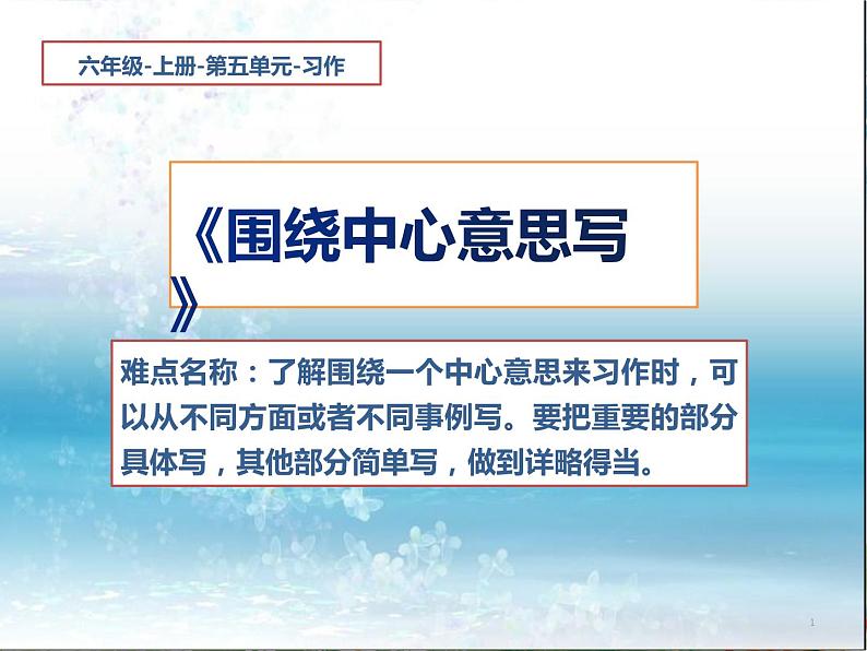 六年级上册语文人教部编版 习作：围绕中心意思写  课件第1页