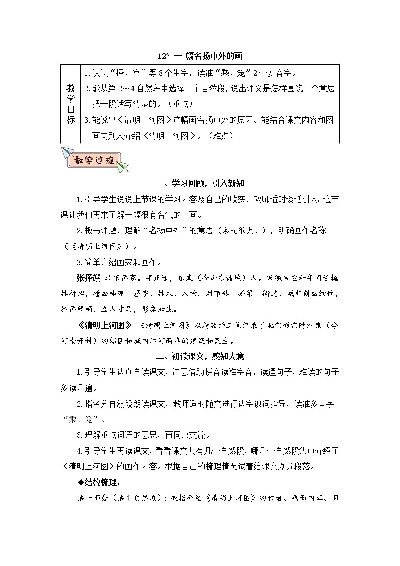 12 一幅名扬中外的画 课件PPT+音视频素材（送生字课件+教案）01