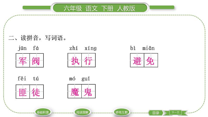 人教版六年级语文下第四单元11十六年前的回忆习题课件第3页