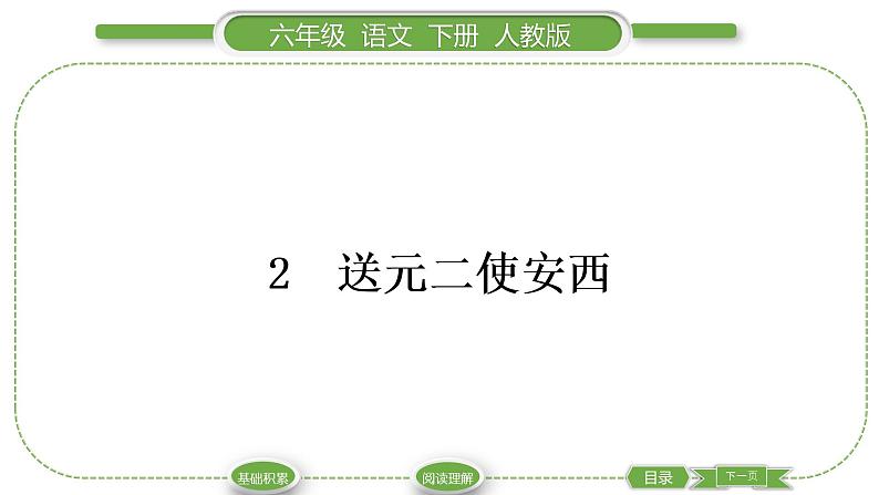 人教版六年级语文下古诗词诵读2送元二使安西习题课件01