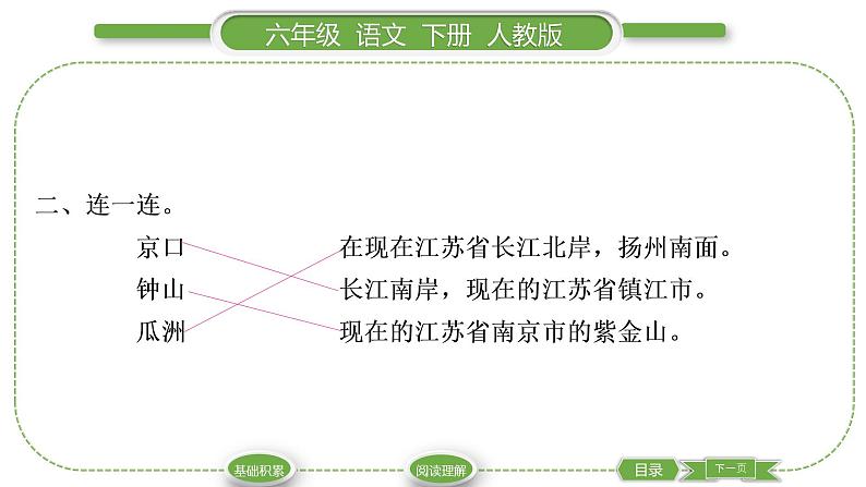 人教版六年级语文下古诗词诵读6泊船瓜洲习题课件03