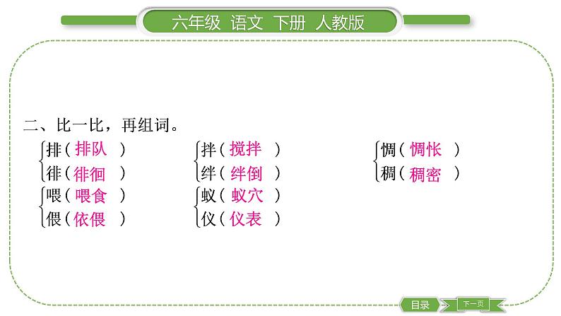 人教版六年级语文下第三单元单元自测习题课件第3页