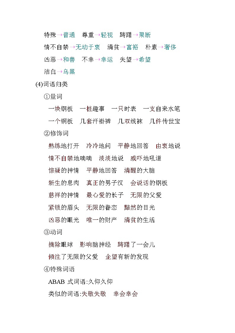 部编版语文五下 第四单元《单元复习》练习03