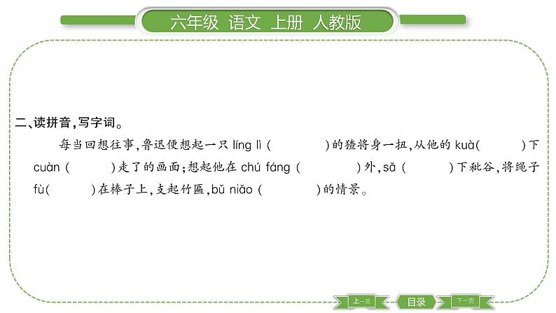 人教版六年级语文上第八单元24 少年闰土习题课件第3页