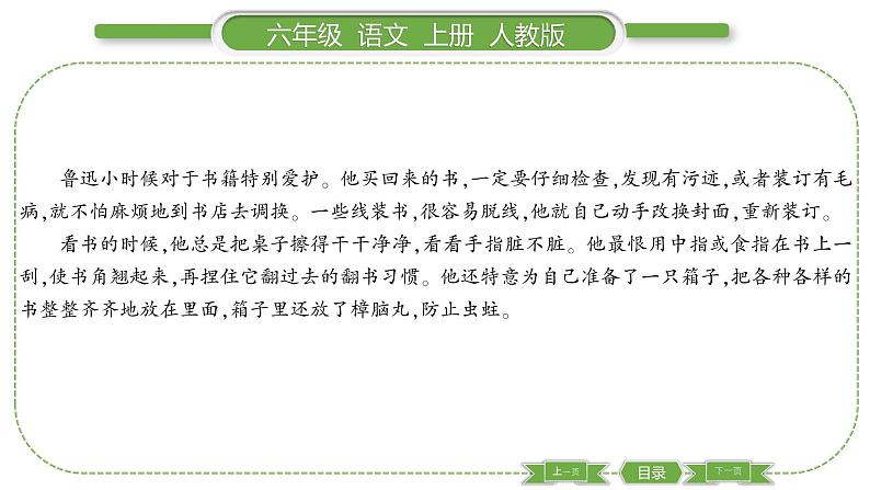 人教版六年级语文上第八单元双休单元阅读八习题课件04