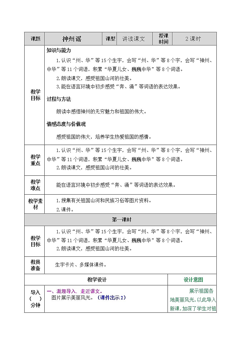 《识字1  神州谣》课件+教案+练习+素材01