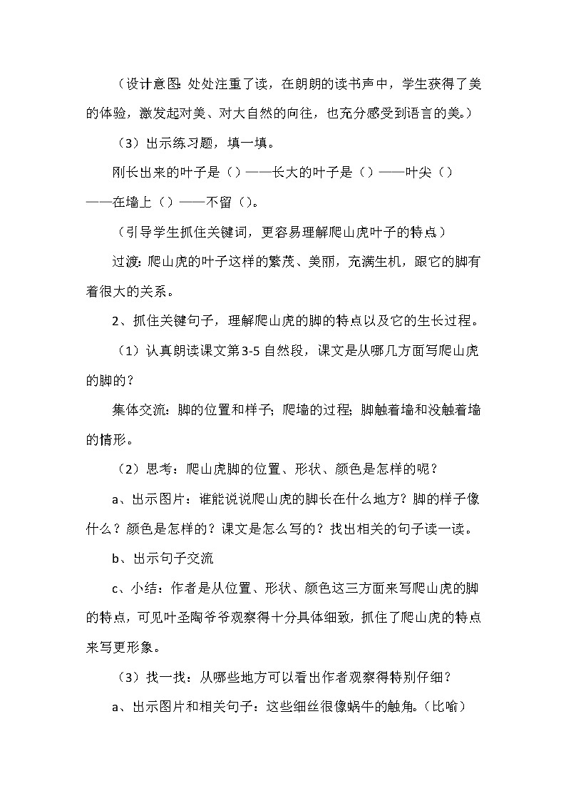 四年级上册语文人教部编版 10.爬山虎的脚  教案第3页