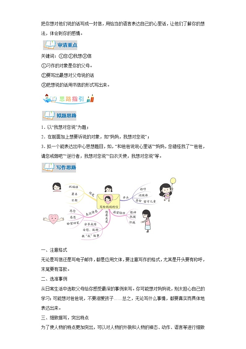 部编版语文五年级上册第6单元同步作文：我想对您说-写作指导范文赏析病文升格 试卷02