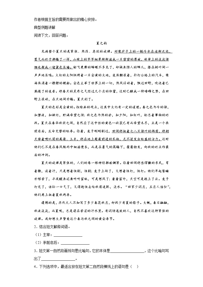 部编版六年级语文阅读专项训练4：状物类文章02