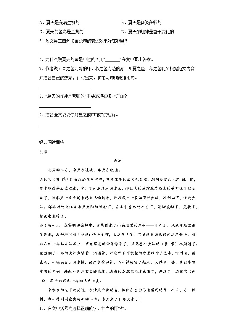 部编版六年级语文阅读专项训练4：状物类文章03