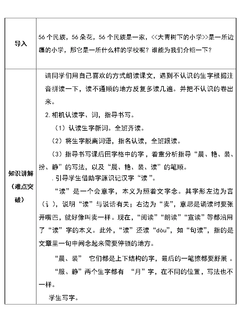 语文人教部编版1 大青树下的小学教案 教习网 教案下载
