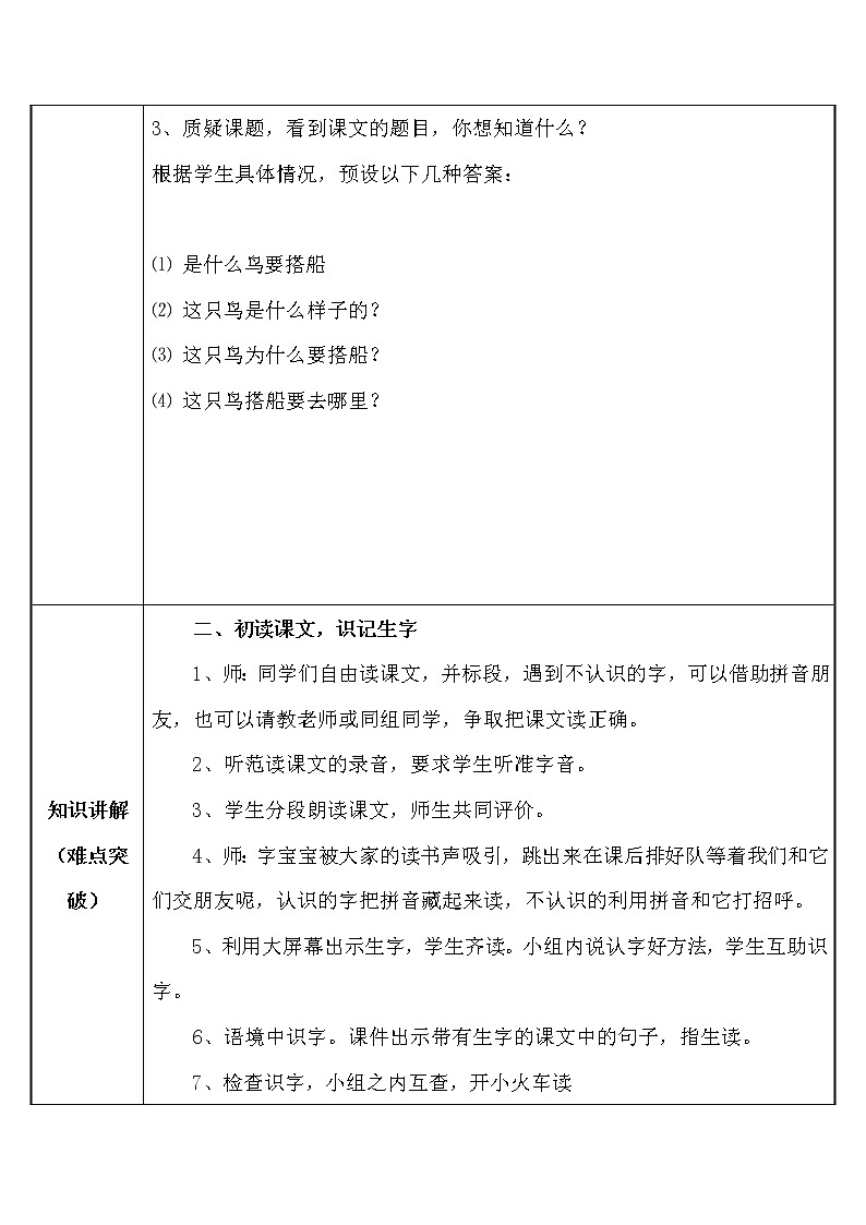 三年级上册语文人教部编版  15.搭船的鸟  教案02