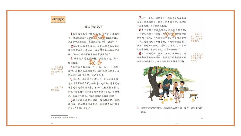 小学语文 部编版 四年级上册 第五单元《习作例文》《我家的杏熟了》《小木船》 课件07