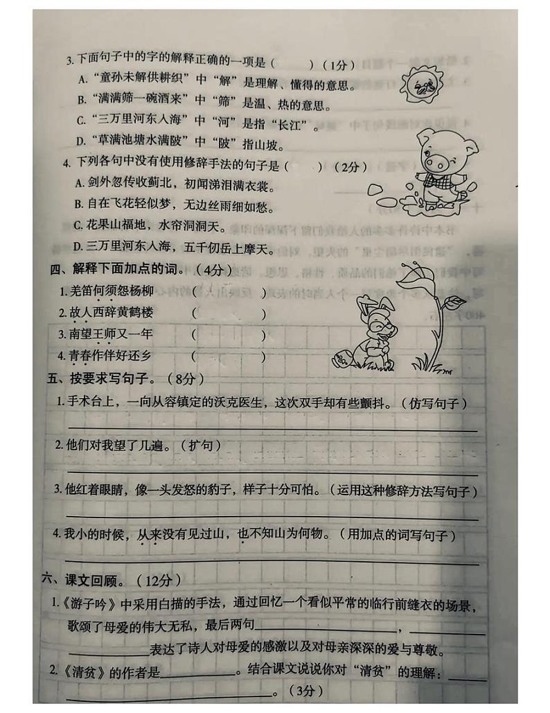 五年级语文下册试题安徽省宿州市2020-2021学年期中试题-部编版-（含答案图片版）第2页