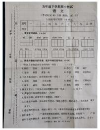 五年级语文下册试题甘肃省庆阳市宁县2020-2021学年下学期期中试题（图片版无答案）部编版